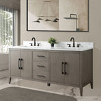 Vanity Art 72 Double Sink Bathroom Vanity Cabinet with Engineered Marble Top