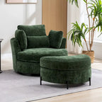 42.3W Upholstered Swivel Accent Chair with 4 Pillows and Half-Moon Storage Ottoman