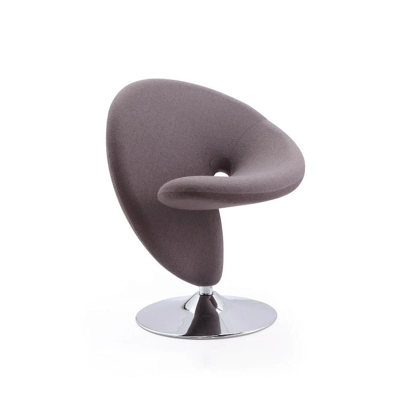 Manhattan Comfort Curl Chrome Wool Blend Swivel Accent Chair (Set of 2)