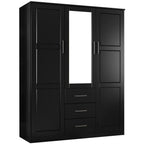 Palace Imports 100% Solid Wood Cosmo 3-Door Wardrobe Armoire with Solid Wood or Mirrored Doors