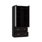 Famapy Wardrobe Clothes Organiser Multi Storage with Mirror and Hanging Rods