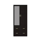 Famapy Wardrobe Clothes Organiser Multi Storage with Mirror and Hanging Rods