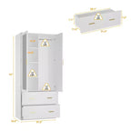 Famapy Wardrobe Clothes Organiser Multi Storage with Mirror and Hanging Rods