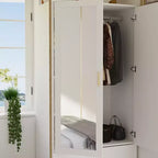 Famapy Wardrobe Clothes Organiser Multi Storage with Mirror and Hanging Rods