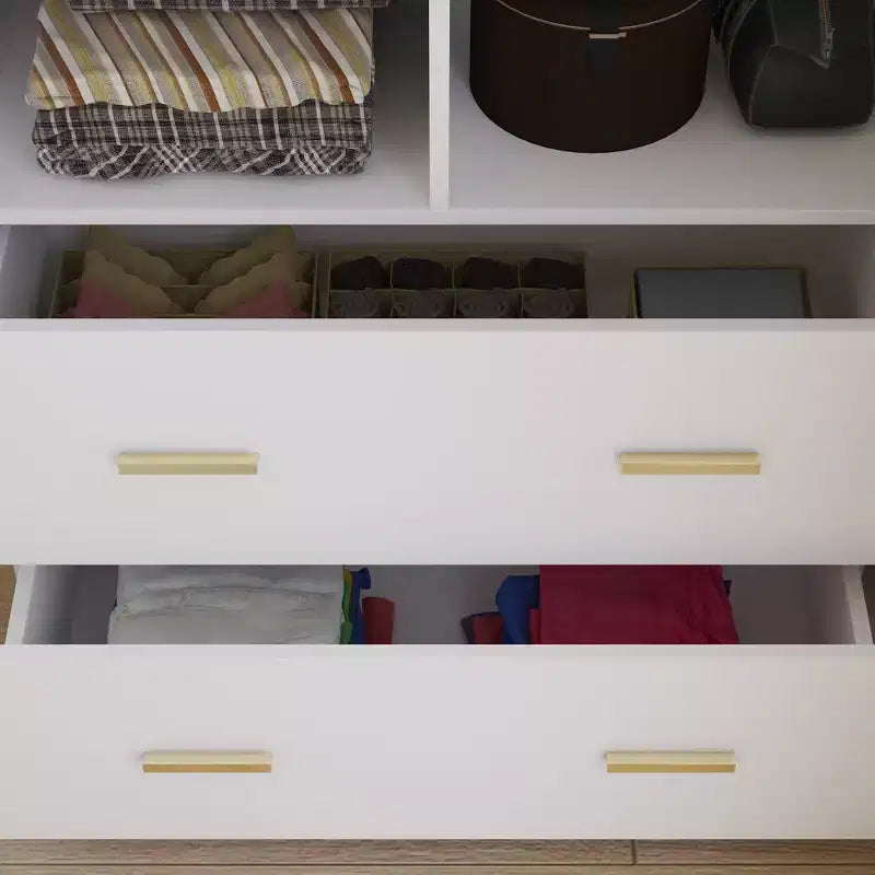 Famapy Wardrobe Clothes Organiser Multi Storage with Mirror and Hanging Rods