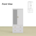 Famapy Wardrobe Clothes Organiser Multi Storage with Mirror and Hanging Rods
