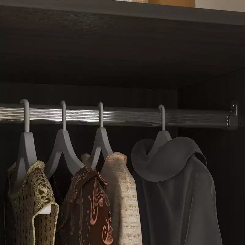 Famapy Wardrobe Clothes Organiser Multi Storage with Mirror and Hanging Rods