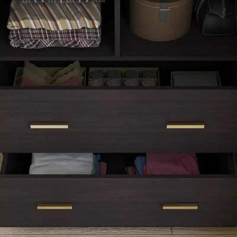 Famapy Wardrobe Clothes Organiser Multi Storage with Mirror and Hanging Rods