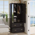 Famapy Wardrobe Clothes Organiser Multi Storage with Mirror and Hanging Rods
