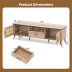 Costway Boho TV Stand for 65 Inch TVs Modern Entertainment Center with Drawer 2 Storage