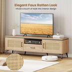Costway Boho TV Stand for 65 Inch TVs Modern Entertainment Center with Drawer 2 Storage