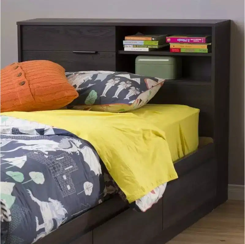 HomeStock Laminated Particleboard Twin Kids Headboard with Storage