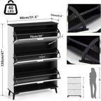 Shoe Cabinet, Shoe Storage Cabinet with 3 Flip Drawers, 47 Freestanding Shoes Organizer with Legs