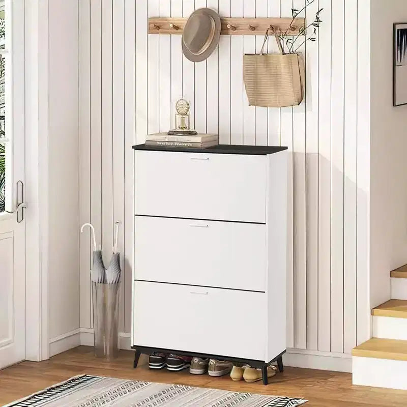 Shoe Cabinet, Shoe Storage Cabinet with 3 Flip Drawers, 47 Freestanding Shoes Organizer with Legs