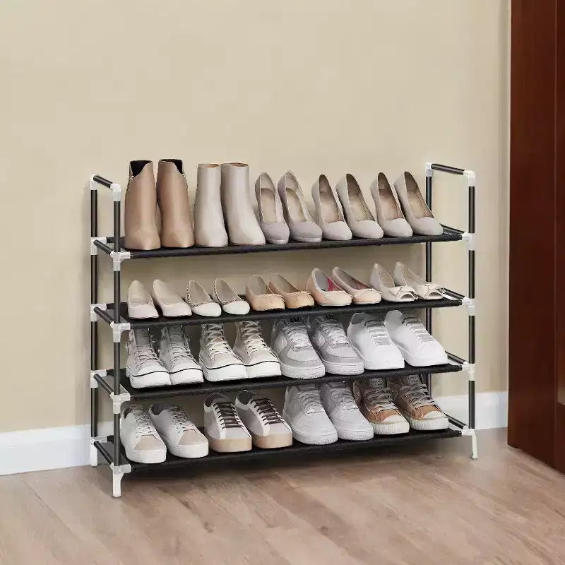 Stylish 4-Tier Shoe Rack with Space-Saving Design and Easy Assembly - Perfect Shoe Storage Solution for Hallway Closets