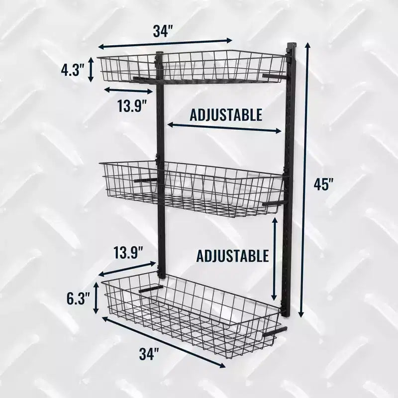 Teal Triangle G-Basket | Adjustable Wall Storage System | Holds 120 lbs