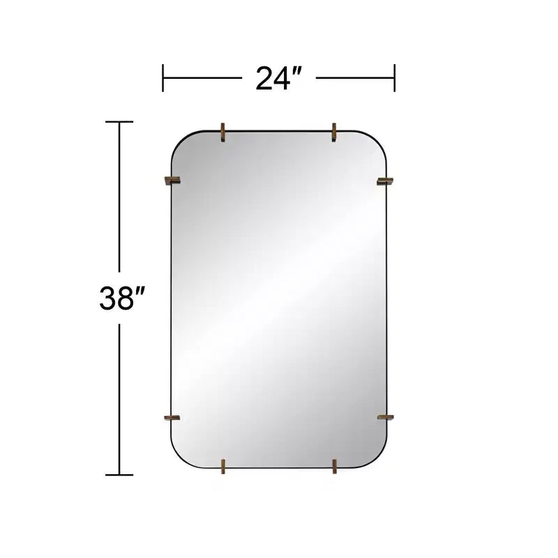 Uttermost Radius 24 x 38 Black Rounded Edge Wall Mirror