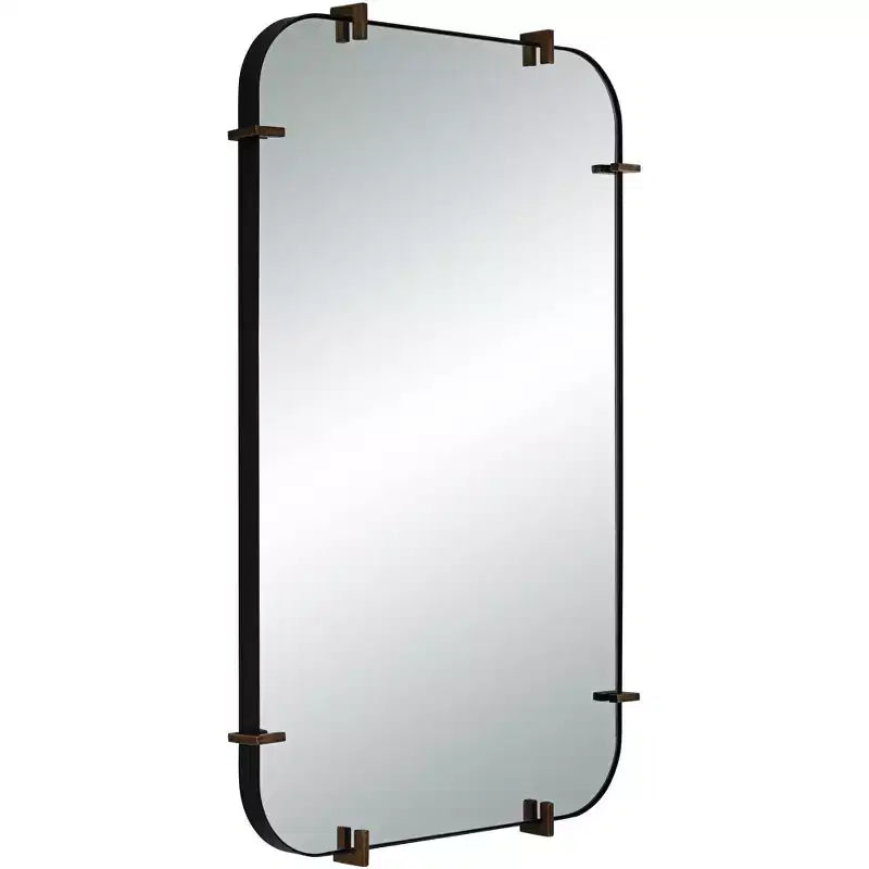 Uttermost Radius 24 x 38 Black Rounded Edge Wall Mirror