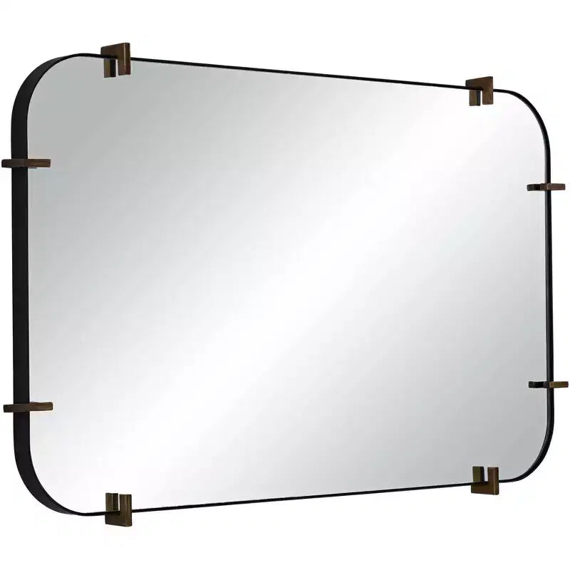 Uttermost Radius 24 x 38 Black Rounded Edge Wall Mirror