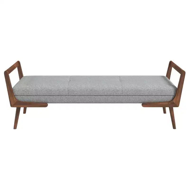 Christopher Knight Home Ford Mid-Century Modern Tufted 51.20 W Fabric Upholstered Solid Wood Bench
