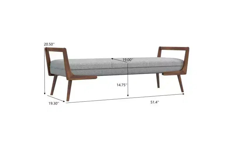 Christopher Knight Home Ford Mid-Century Modern Tufted 51.20 W Fabric Upholstered Solid Wood Bench