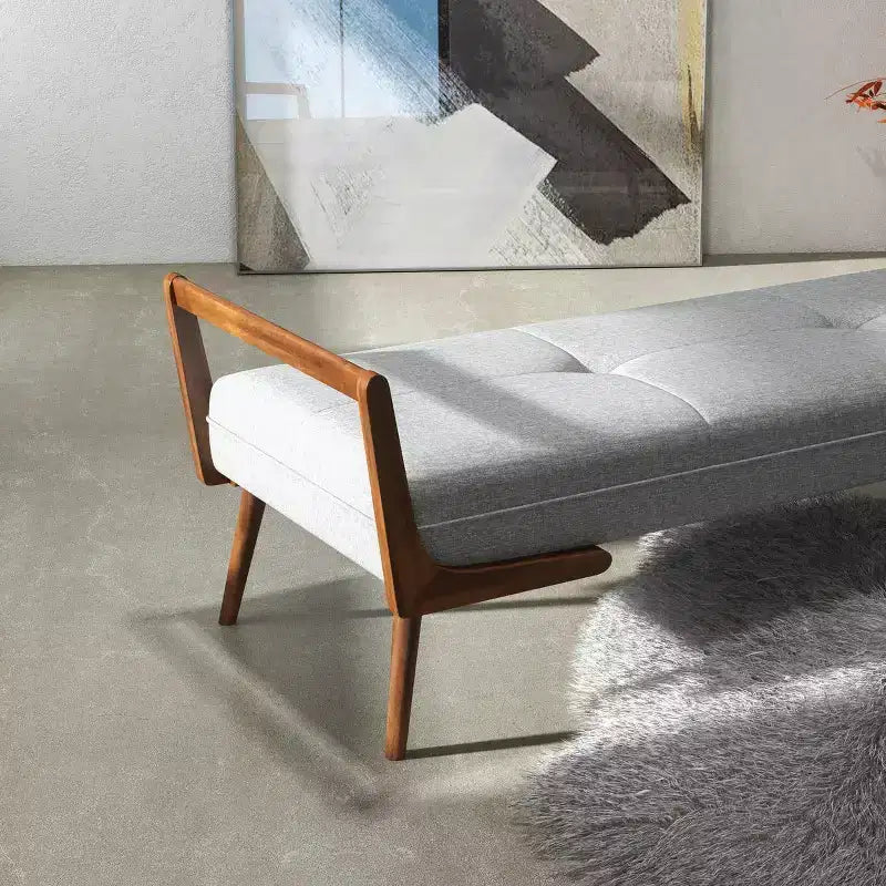 Christopher Knight Home Ford Mid-Century Modern Tufted 51.20 W Fabric Upholstered Solid Wood Bench