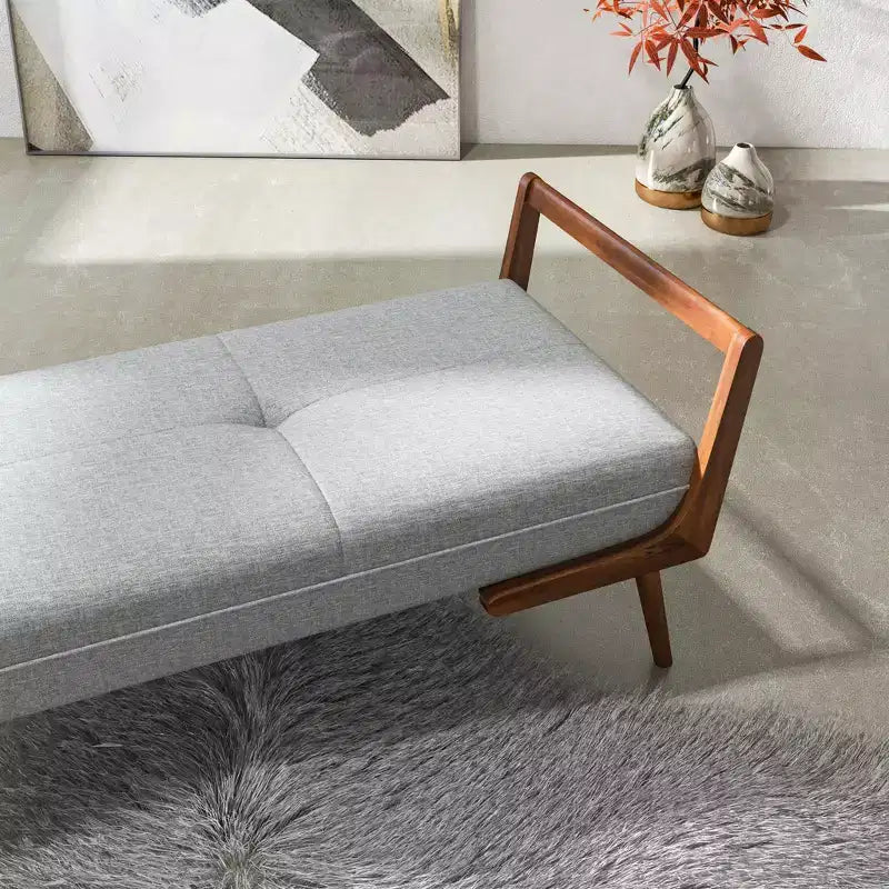 Christopher Knight Home Ford Mid-Century Modern Tufted 51.20 W Fabric Upholstered Solid Wood Bench