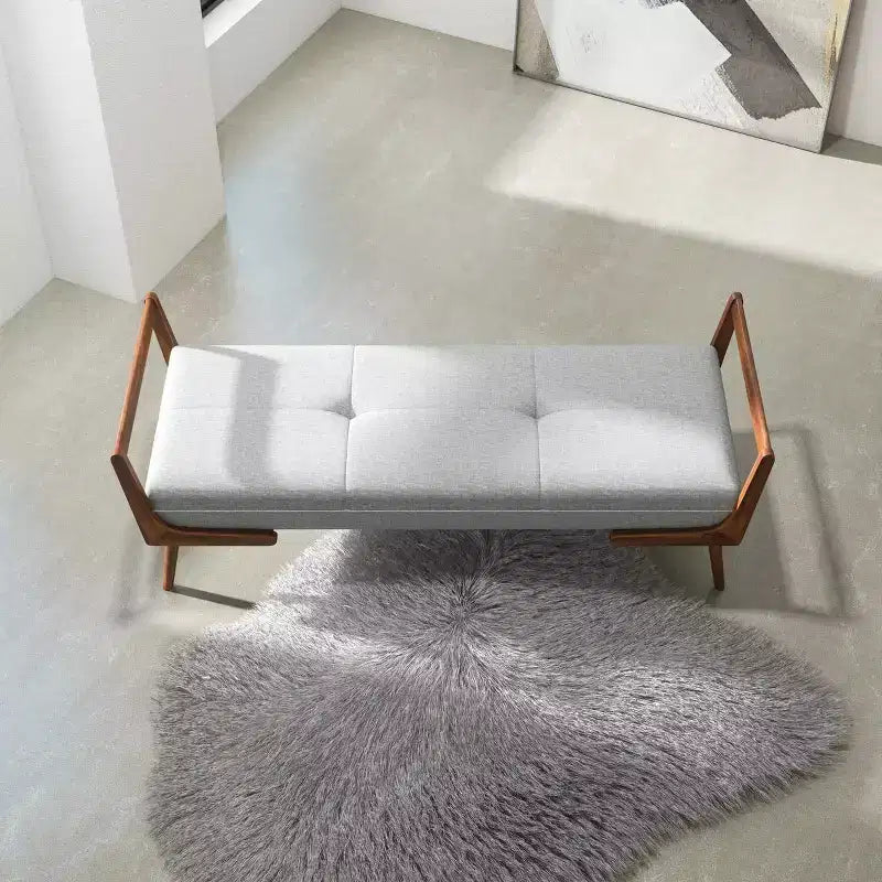 Christopher Knight Home Ford Mid-Century Modern Tufted 51.20 W Fabric Upholstered Solid Wood Bench