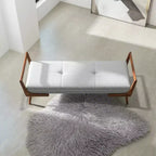 Christopher Knight Home Ford Mid-Century Modern Tufted 51.20 W Fabric Upholstered Solid Wood Bench