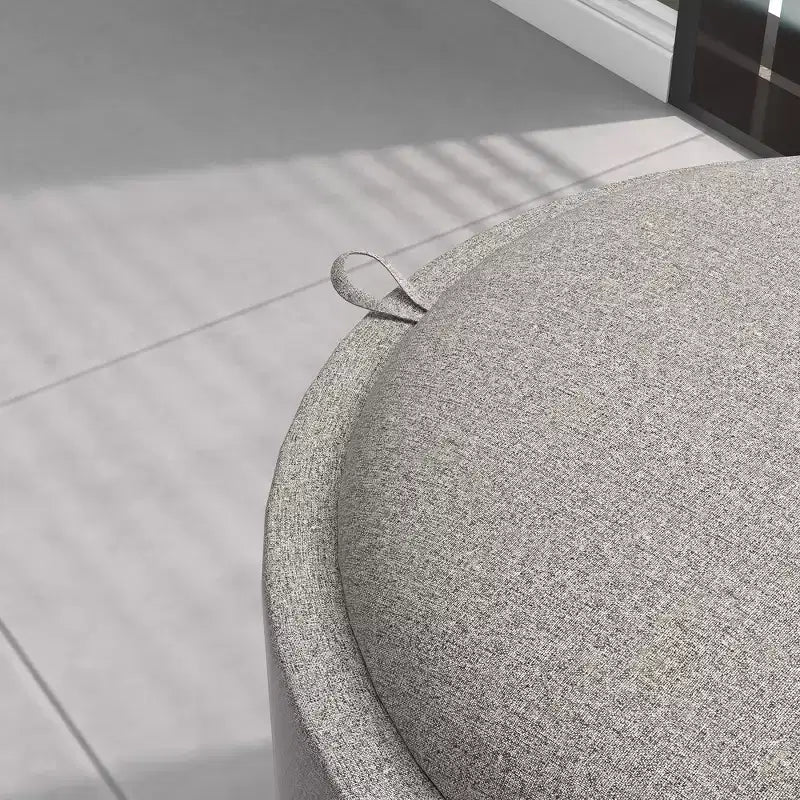 HOMCOM Storage Ottoman Coffee Table with Flip Top Tray and Hidden Space, Round Foot Stool with Linen-feel Fabric Upholstery
