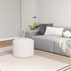 HOMCOM Storage Ottoman Coffee Table with Flip Top Tray and Hidden Space, Round Foot Stool with Linen-feel Fabric Upholstery