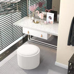 HOMCOM Storage Ottoman Coffee Table with Flip Top Tray and Hidden Space, Round Foot Stool with Linen-feel Fabric Upholstery