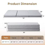 Wellos Non-Slip Firm Portable Tri Folding Gel Memory Foam Mattress 4 Foldable Mattress