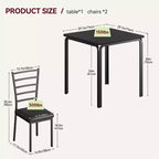 Dining Table for 2, Small Table and Chairs Set of 2, Dinette Set for 2, Square Dinner Table Set, 3 Piece Kitchen & Dining Room Sets for Small Space