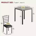 Dining Table for 2, Small Table and Chairs Set of 2, Dinette Set for 2, Square Dinner Table Set, 3 Piece Kitchen & Dining Room Sets for Small Space