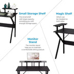 Greenforest Home Office Desk with Monitor Shelf, Computer/Gaming Desk, Black, 47in