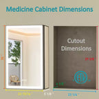 Grand Medicine Cabinet with Mirror and Light, Recessed/Mount Bathroom Medicine Cabinets, Defogger Mirror, Adjustable Shelves, Dimmable, Black