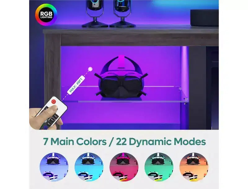 Bestier 71 TV Stand Modern Entertainment Center for TVs up to 75 with LED Light, TV Console Table with Storage Shelves for Living Room