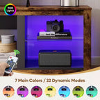 Bestier 71 TV Stand Modern Entertainment Center for TVs up to 75 with LED Light, TV Console Table with Storage Shelves for Living Room