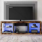 Bestier 71 TV Stand Modern Entertainment Center for TVs up to 75 with LED Light, TV Console Table with Storage Shelves for Living Room