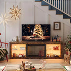Bestier 71 TV Stand Modern Entertainment Center for TVs up to 75 with LED Light, TV Console Table with Storage Shelves for Living Room