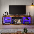 Bestier 71 TV Stand Modern Entertainment Center for TVs up to 75 with LED Light, TV Console Table with Storage Shelves for Living Room