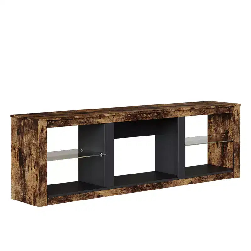 Bestier 71 TV Stand Modern Entertainment Center for TVs up to 75 with LED Light, TV Console Table with Storage Shelves for Living Room