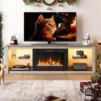 Bestier 71 TV Stand Modern Entertainment Center for TVs up to 75 with LED Light, TV Console Table with Storage Shelves for Living Room