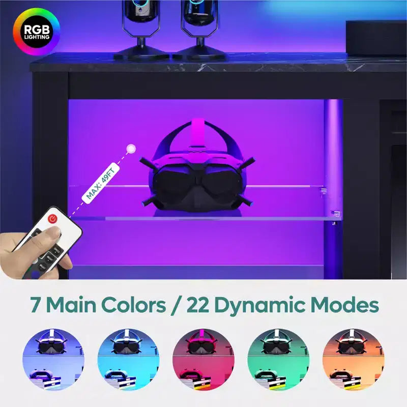Bestier 71 TV Stand Modern Entertainment Center for TVs up to 75 with LED Light, TV Console Table with Storage Shelves for Living Room