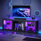 Bestier 71 TV Stand Modern Entertainment Center for TVs up to 75 with LED Light, TV Console Table with Storage Shelves for Living Room