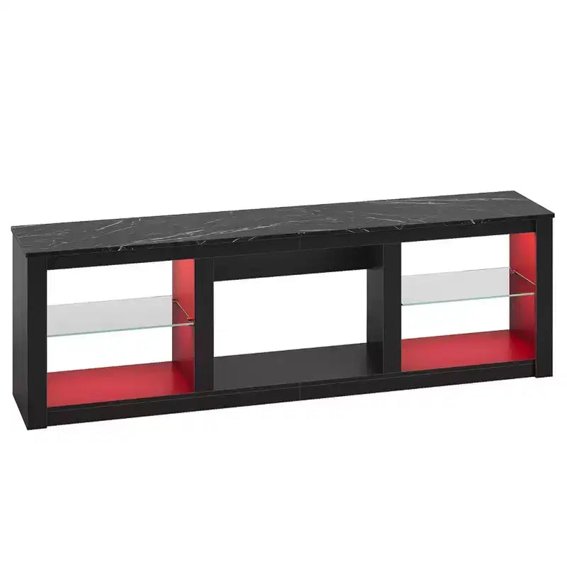 Bestier 71 TV Stand Modern Entertainment Center for TVs up to 75 with LED Light, TV Console Table with Storage Shelves for Living Room