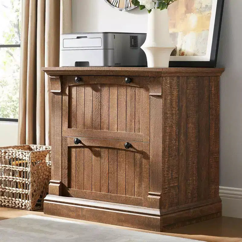 30 File Cabinet with 2 Drawers, Farmhouse Lateral Filing Cabinet, Hanging File Folders & Interlocking Drawers, for Home Office