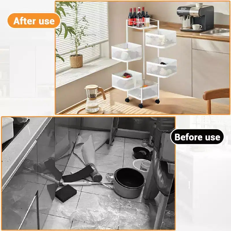 GustoWave 5 Tier Rotating Kitchen Storage Rack Cart