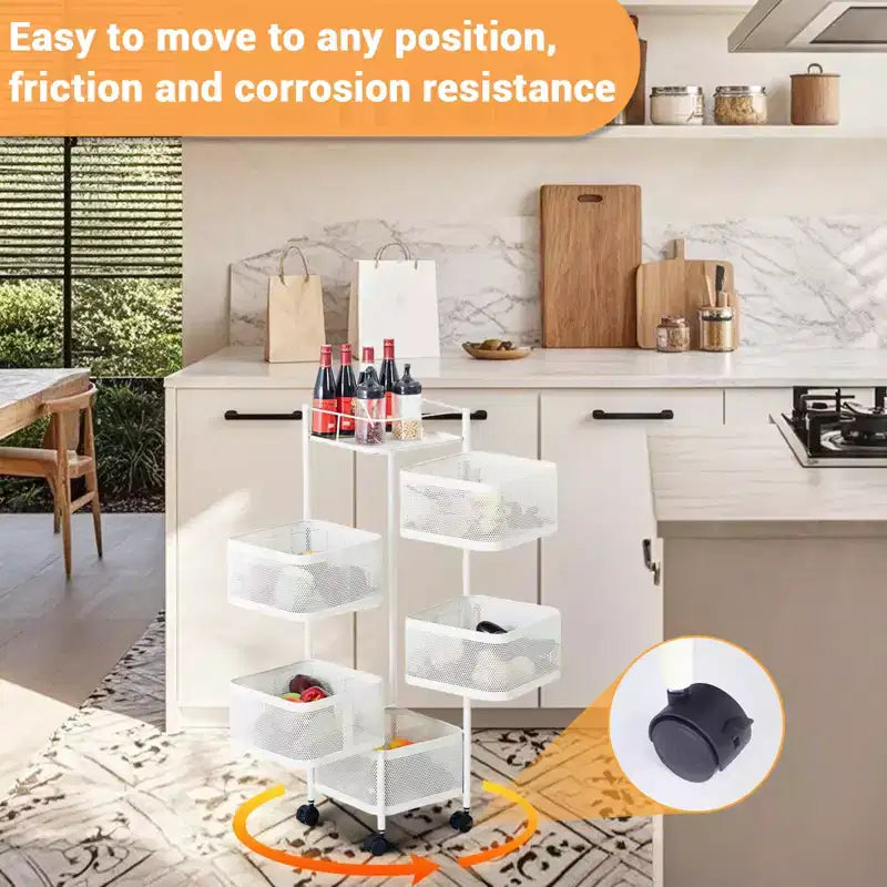 GustoWave 5 Tier Rotating Kitchen Storage Rack Cart